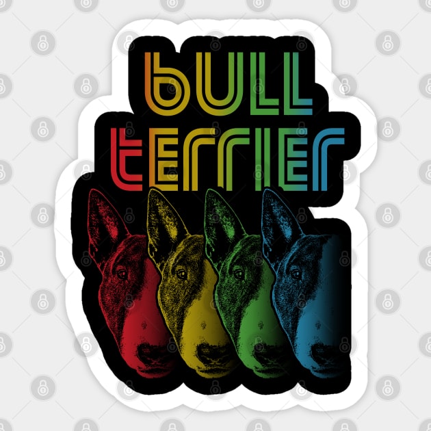 Cool Retro Groovy Bull Terrier Dog Sticker by Madfido